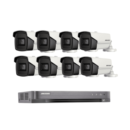 عدد 8 كاميرات 8 ميجا انالوج 60 متر + جهاز تسجيل 8 قنوات يدعم حتي 8 ميجا