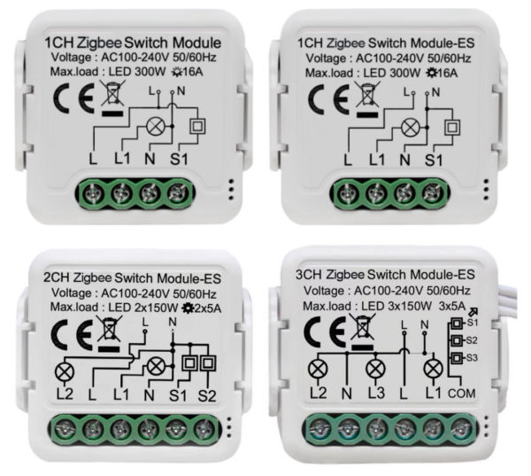 NEXRE-1G-Z — وحدة مفتاح ذكي Zigbee بتوصيل N وL، أحادية (1 Gang)